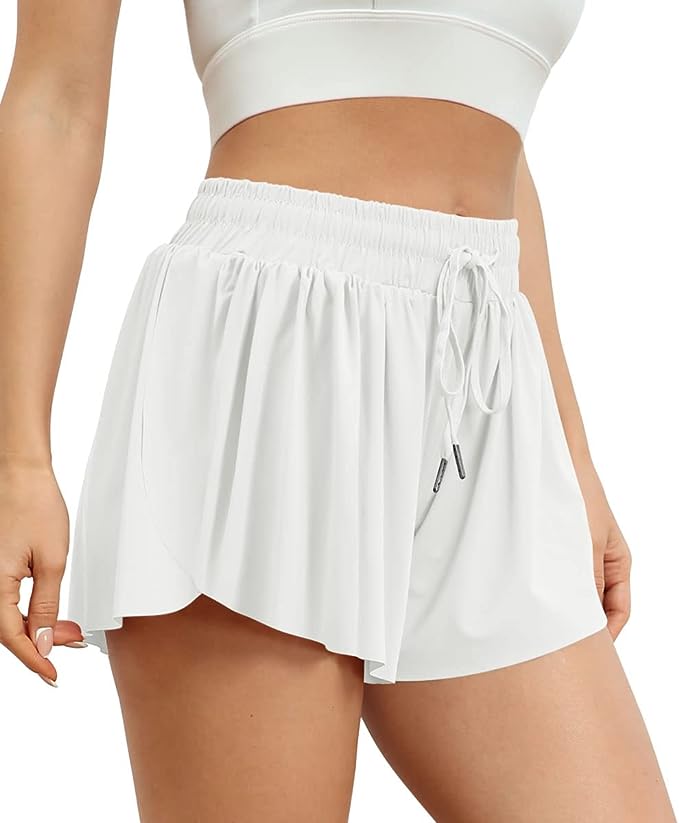 Perry Cheer Flowy White Shorts