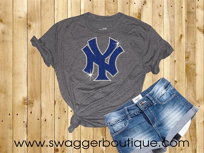 New York Yankees Glitter and Rhinestone Logo